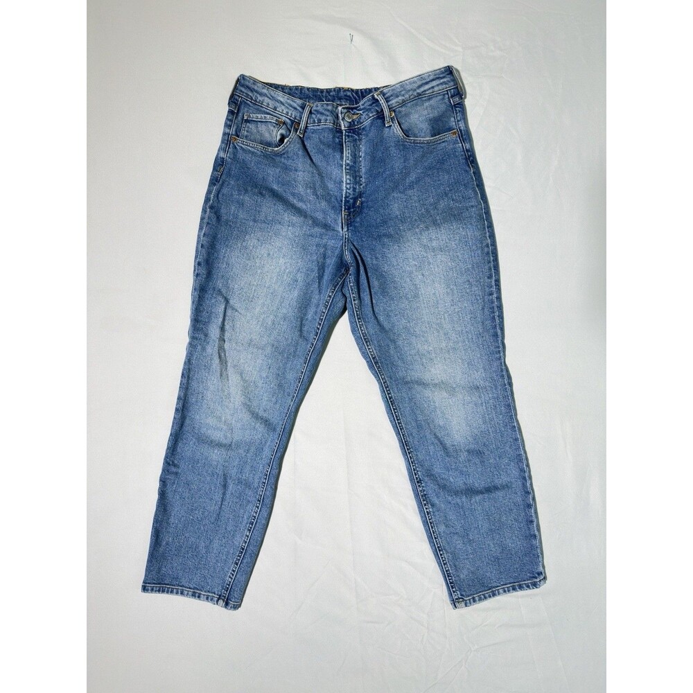 H&M Jeans Women Size 14 Blue Flare High Waist Ankle Medium Wash